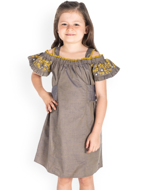 

Cherry Crumble Girls Beige Solid A-Line Dress