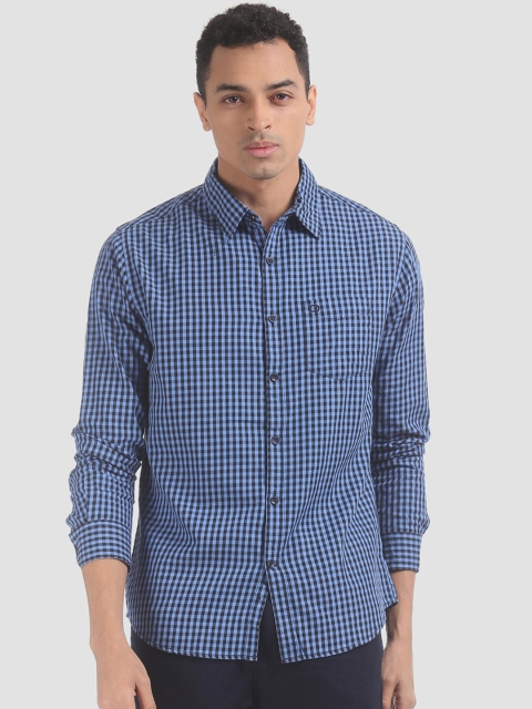 

Ruggers Men Blue & Black Checked Casual Shirt