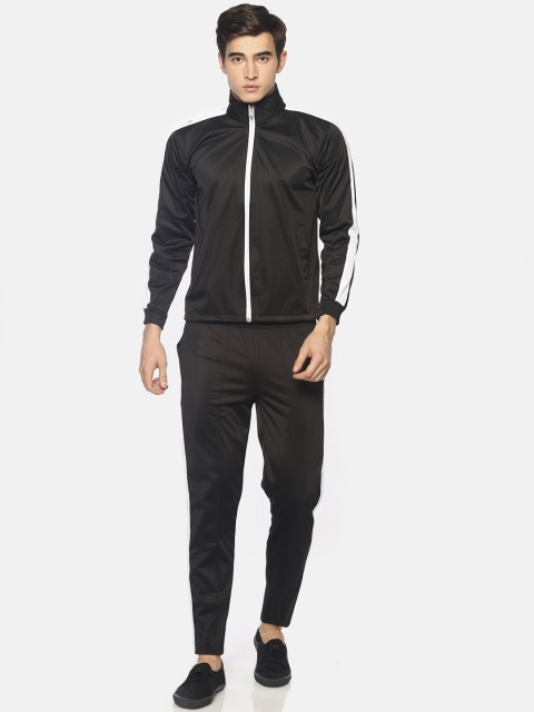 

HPS Sports Men Black & White Solid Tracksuit