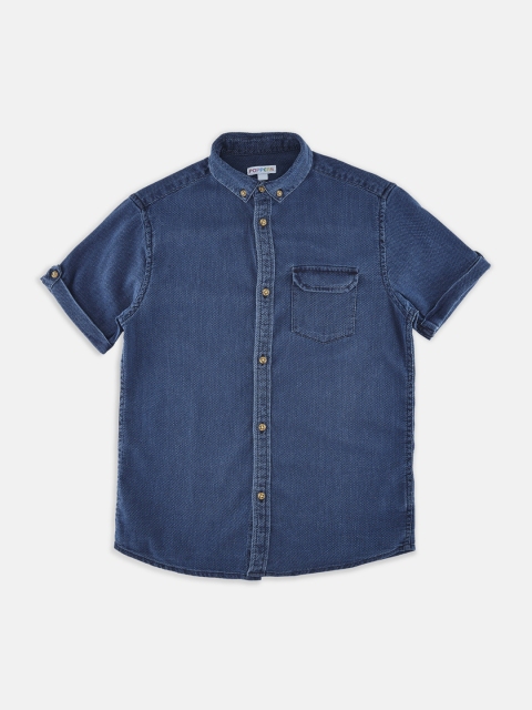 

POPPERS by Pantaloons Boys Blue Regular Fit Solid Casual Shirt