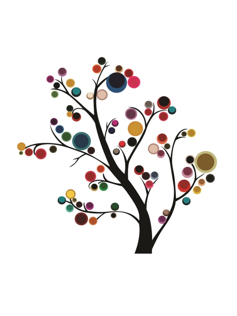 

WALLSTICK Black & Red Colourful Tree Large Vinyl Wall Sticker