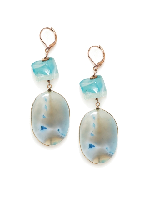 

Chumbak Blue Oval-Shaped Ocean Breeze Drop Earrings