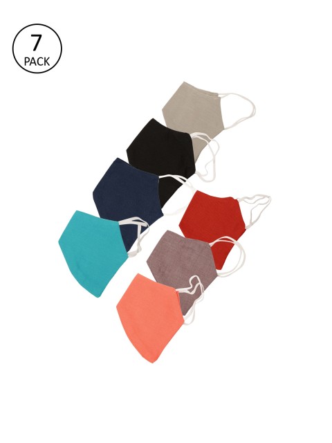 

GNIST Adults Pack Of 7 Solid 2-Ply Reusable Anti-Dust Cloth Masks, Blue