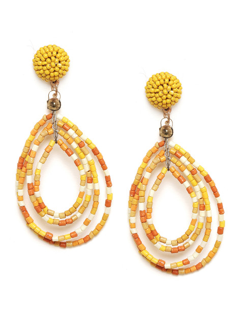 

Chumbak Mustard Yellow Teardrop Shaped Drop Earrings