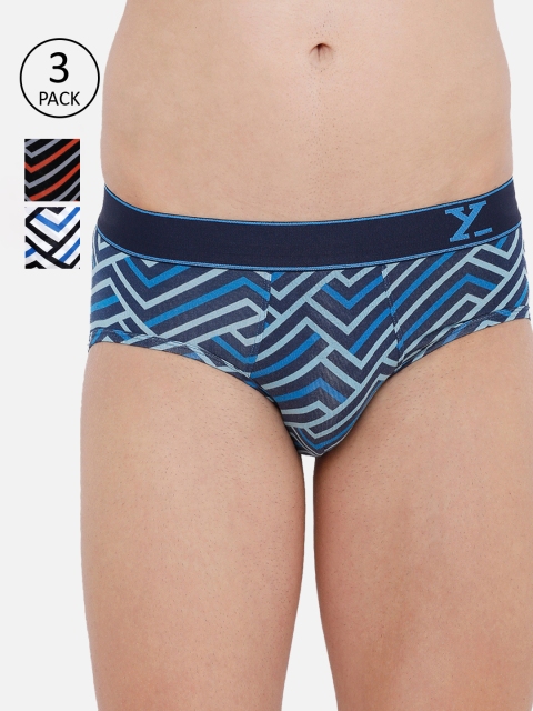 

XYXX Men IntelliFresh Antibacterial Bamboo Cotton Apollo Briefs XYBRF3PCKN371, Blue