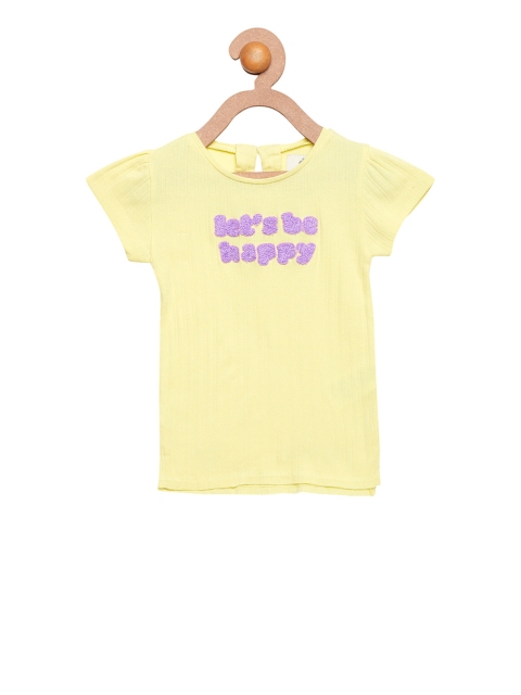 

Cherry Crumble Girls Yellow Embroidered Top