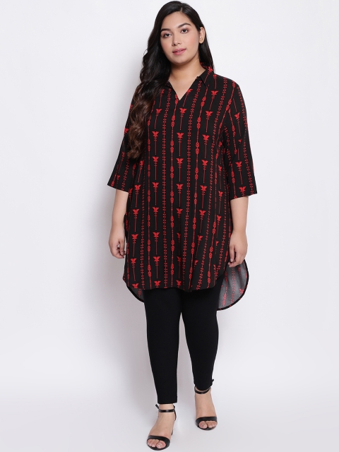 Amydus Women Black Black Printed Longline Tunic