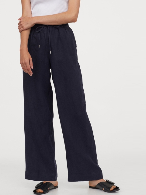 

H&M Women Blue Wide Linen Trousers
