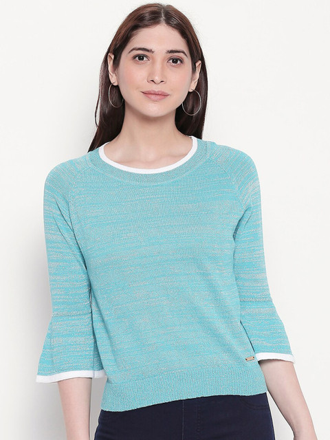 

Manola Women Blue Self Design Top