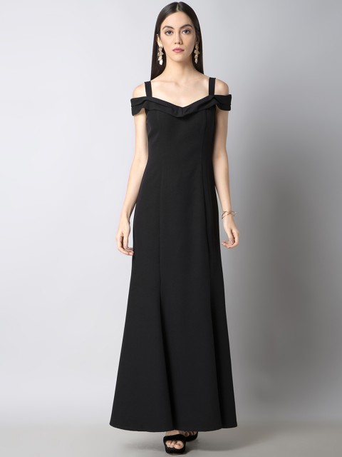 

FabAlley Women Black Solid Maxi Dress