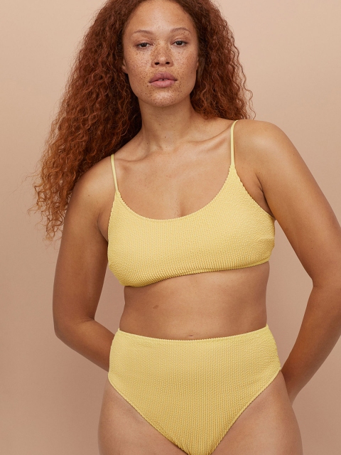

H&M Women Yellow Solid Brazilian Bikini Bottoms