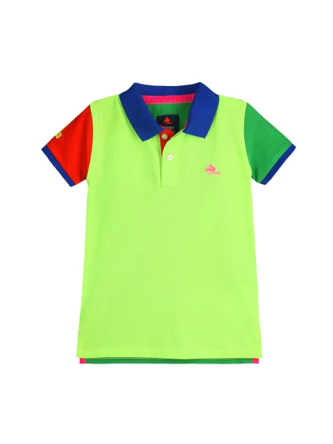 

Cherry Crumble Boys Green & Red Colourblocked Polo Collar T-shirt