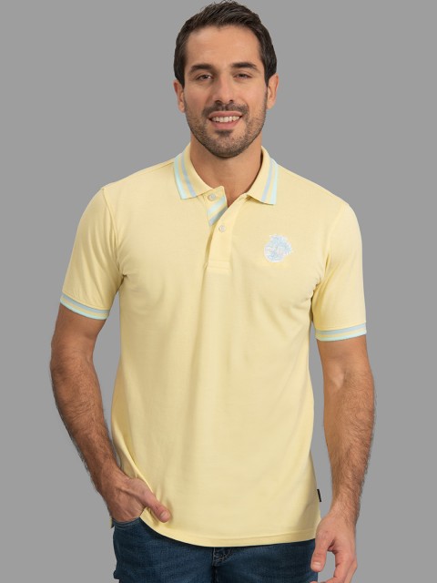 

Beverly Hills Polo Club Men Yellow Solid Polo Collar T-shirt
