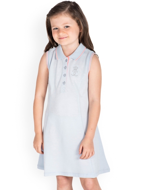 

Cherry Crumble Girls Blue Solid A-Line Dress