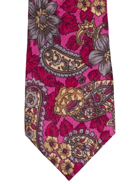 

The Tie Hub Pink & Khaki Paisley Printed Broad Tie