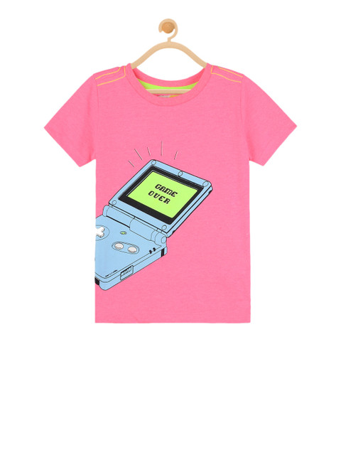 

Cherry Crumble Unisex Kids Pink Printed Round Neck T-shirt