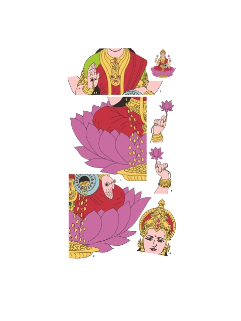 

WALLSTICK Red & Purple Goddess Laxmi Large Vinyl Wall Sticker