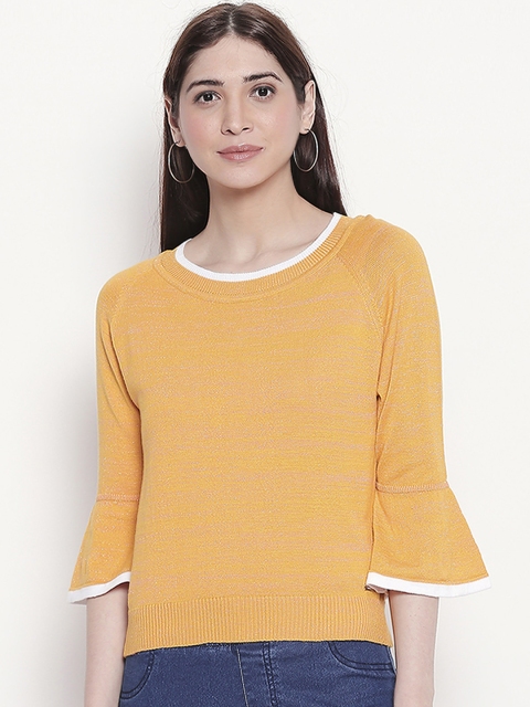 

Manola Women Yellow & White Solid Top