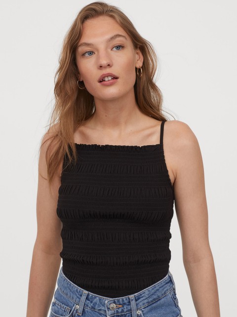 

H&M Women Black Solid Tank Top