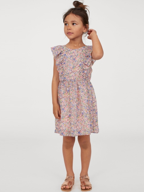 

H&M Girls Multicoloured Floral Print Flounced Chiffon Dress, Multi