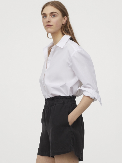 

H&M Women Black Pull-On Lyocell-Blend Shorts