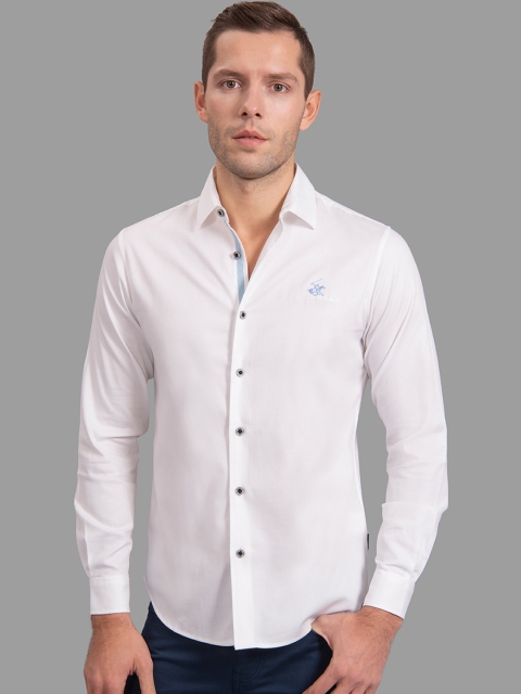 

Beverly Hills Polo Club Men White Slim Fit Solid Casual Shirt