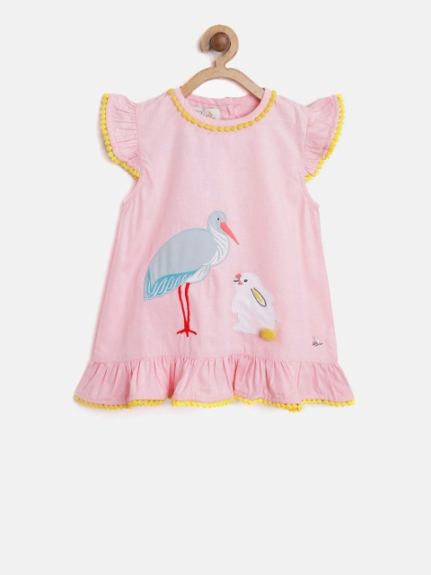 

Cherry Crumble Girls Pink Embroidered A-Line Top