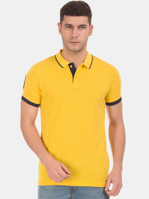 

Ruggers Men Yellow Solid Polo Collar T-shirt
