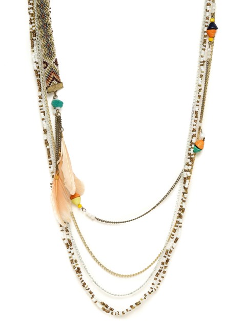 

Chumbak Feather Beaded Layered Necklace, Multi