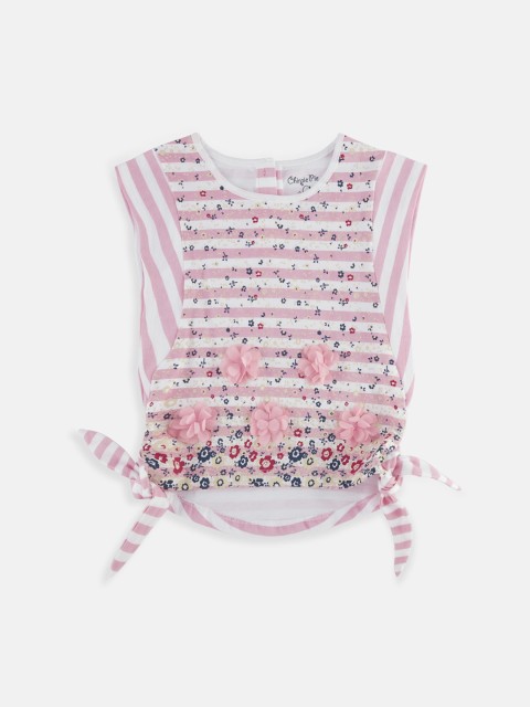 

Chirpie Pie by Pantaloons Girls Pink Striped Blouson Top