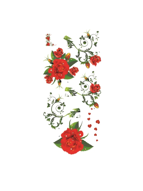 

WALLSTICK Green & Red Flowers Large Vinyl Wall Sticker