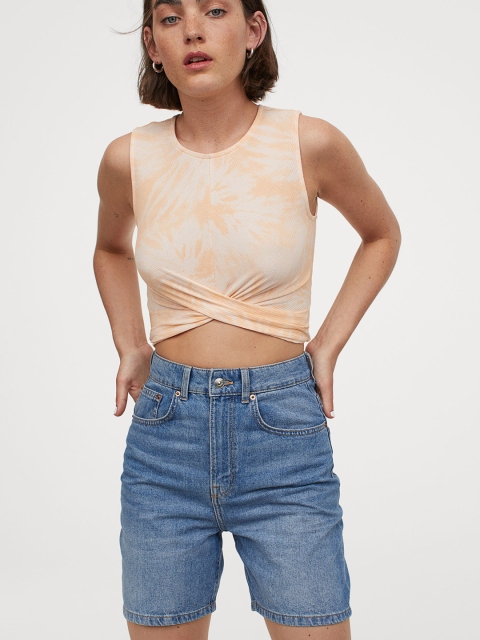 

H&M Women Blue High Denim Shorts