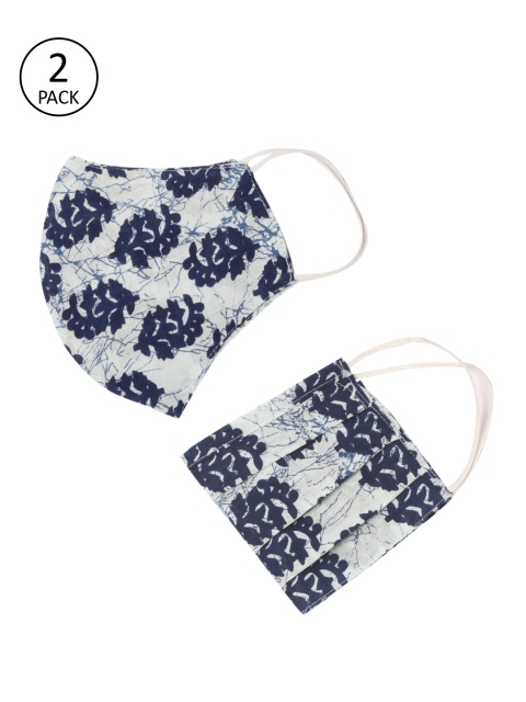 

GNIST Adults Pack Of 2 Blue Printed 2-Ply Reusable Anti-Dust Cloth Masks