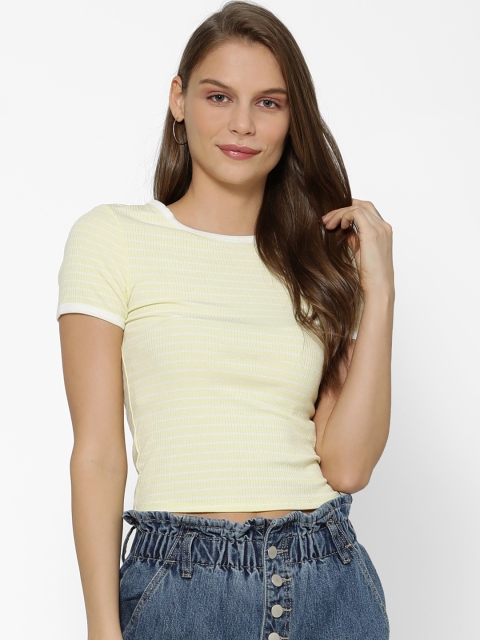

FOREVER 21 Women Yellow Striped Top