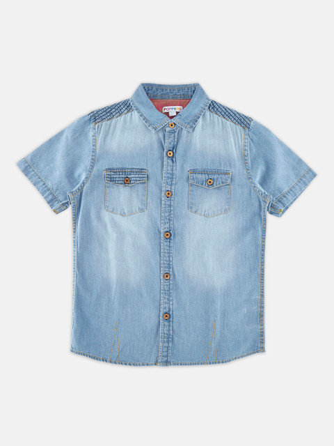 

POPPERS by Pantaloons Boys Blue Regular Fit Faded Casual Denim Shirt