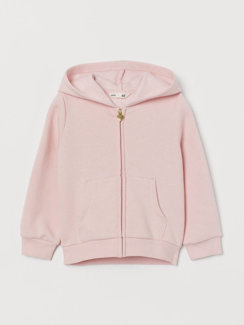 

H&M Girls Pink Solid Hooded Sweatshirt