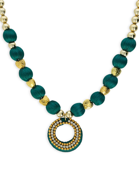 

AKSHARA Gold-Toned & Green Handcrafted Beaded Necklace