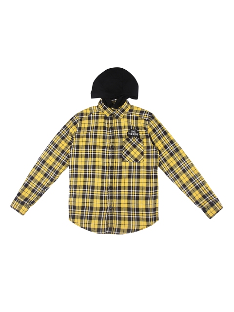 POPPERS by Pantaloons Boys Yellow & White Regular Fit Checked Casual Shirt