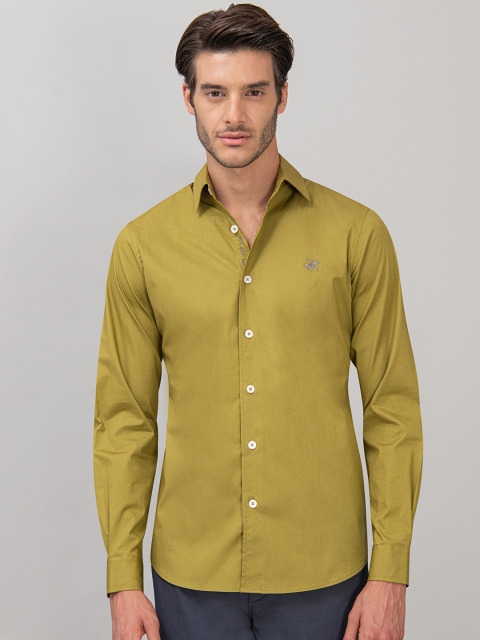 

Beverly Hills Polo Club Men Mustard Yellow Slim Fit Solid Casual Shirt
