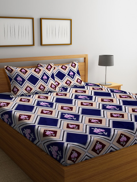 

DREAM WEAVERZ Multicoloured Floral 250 TC Cotton 1 King Bedsheet with 2 Pillow Covers, Multi