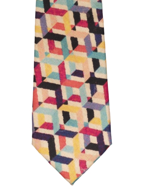 

The Tie Hub Blue & Yellow Criss Cross Printed Broad Tie