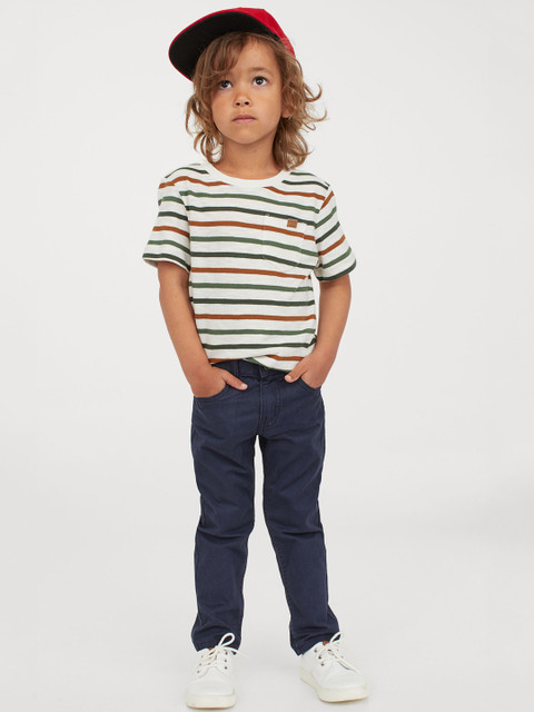 

H&M Boys Navy Blue Solid Slim Fit Twill Trousers