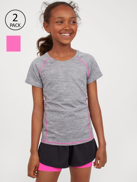 

H&M Girls Grey & Pink 2 Pack Sports Tops