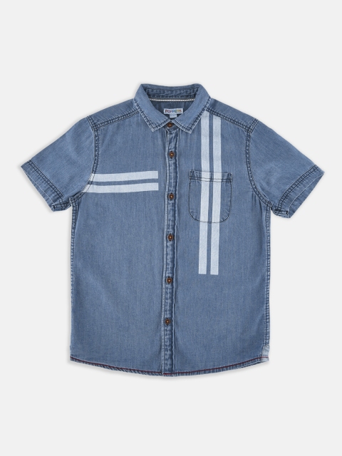 

POPPERS by Pantaloons Boys Blue Regular Fit Striped Casual Denim Shirt