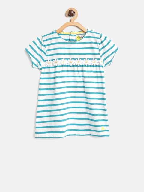 

Cherry Crumble Girls White & Blue Striped Top