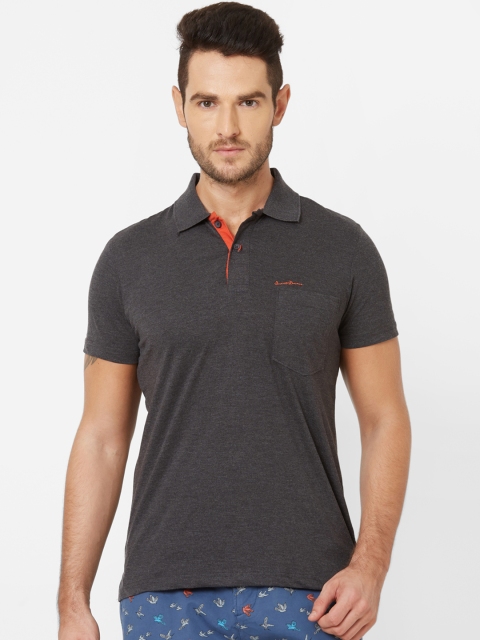 

Sweet Dreams Men Charcoal Black Solid Round Neck T-shirt