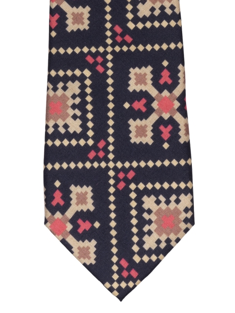 

The Tie Hub Navy Blue & Cream-Coloured Patola Printed Broad Tie