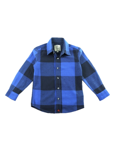 

Cherry Crumble Boys Blue & Black Regular Fit Checked Casual Shirt