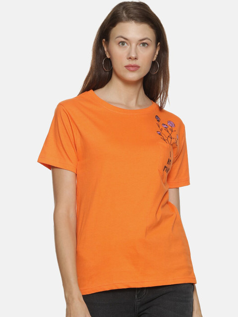 

Campus Sutra Women Orange Printed Top
