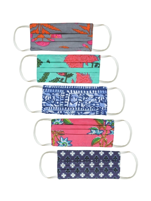 

MABISH by Sonal Jain Unisex Pack Of 5 3-Ply Reusable Cloth Masks, Multi